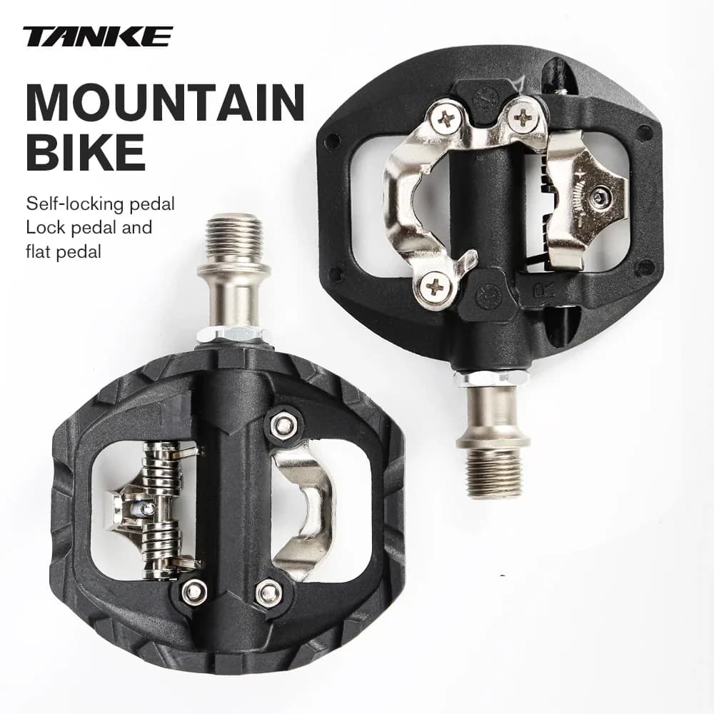 TANKE Pedais De Mountain Bike 3 Rolamento Selado SPD Duplo Clipless Plana & Bloqueio Pedal Ciclismo De Alumínio Náilon A