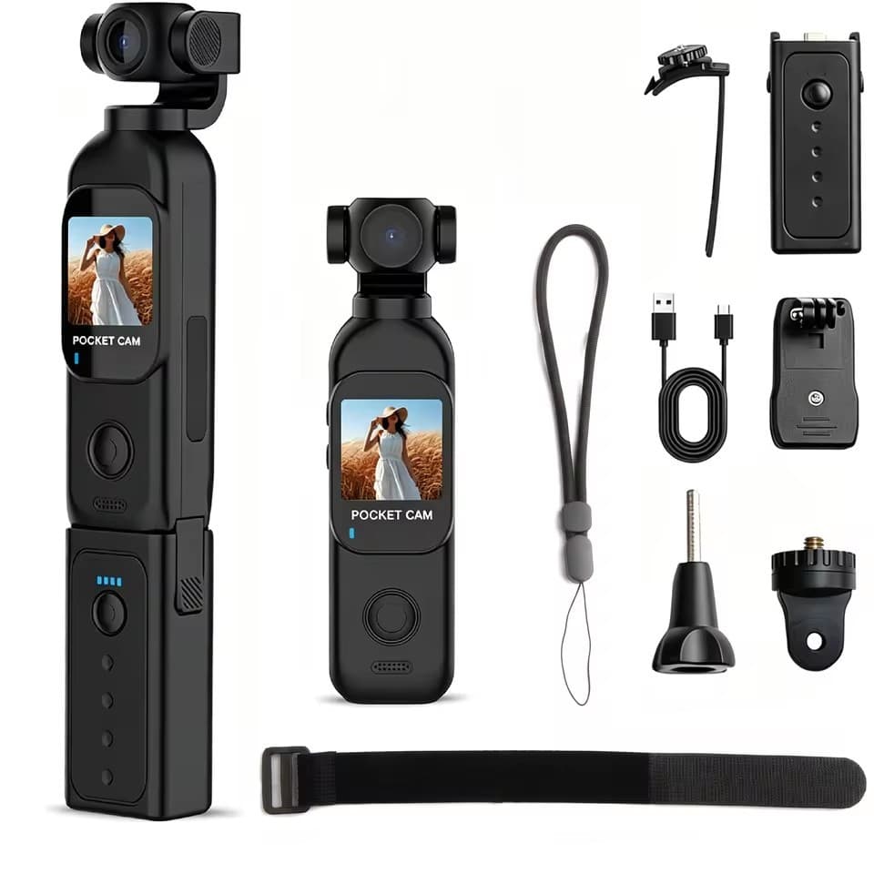 Câmera De Ação De Bolso 4K Ultra HD , 270 ° Lente Giratória , Estabilização WiFi E EIS Com Cápsula De Carregamento Rápid