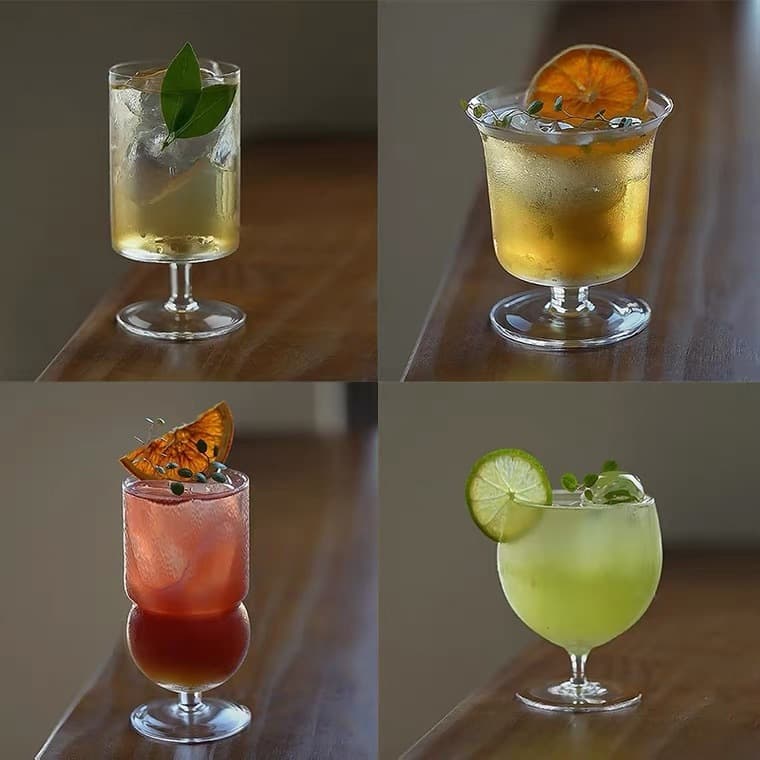 Copo de vidro para suco, copo para beber, vidro de café, coquetel, sorvete, tigela de sobremesa