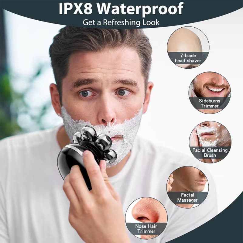 7 Cabeça Flutuante Barbeador Elétrico USB Recarregável Portátil Aparador De Barba À Prova Dwaterproof Água Careca Máquin