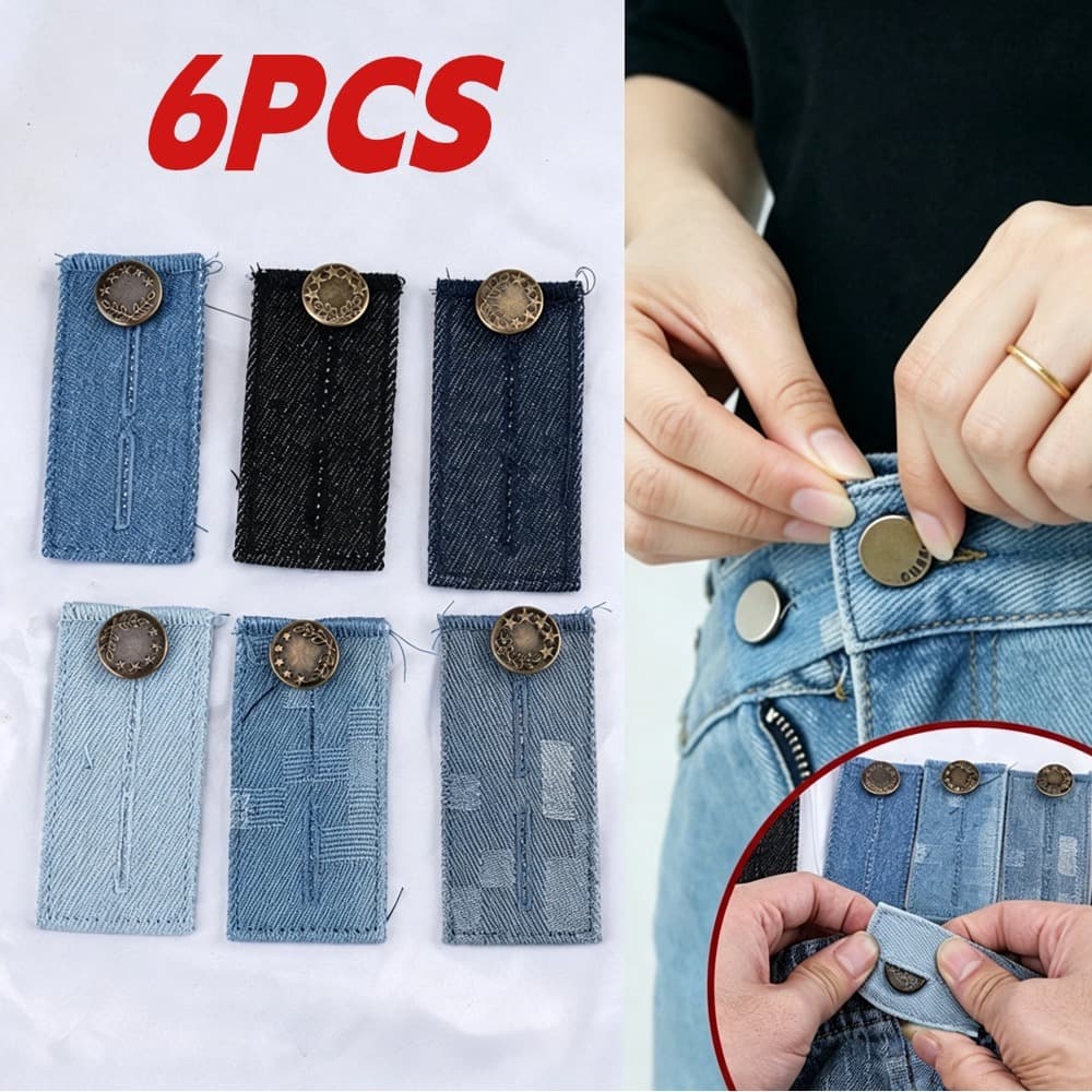 6 Pcs Botões De Extensão Para Calça Fivela Longa Gancho Ajuste De Estiramento De Cintura