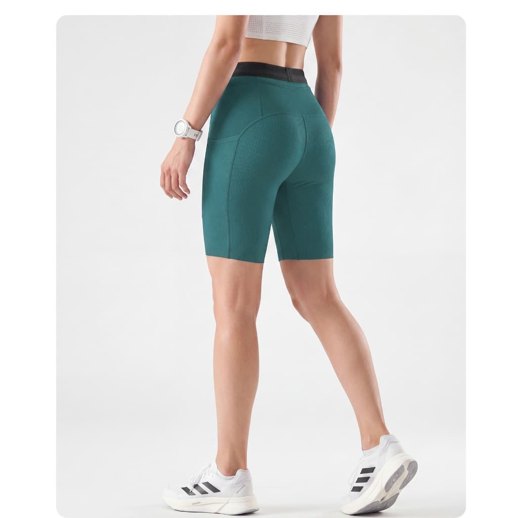 yoga Feminino fitness Correndo Cintura Traseira + Bolso Lateral shorts De Compressão De Alta Elasticidade