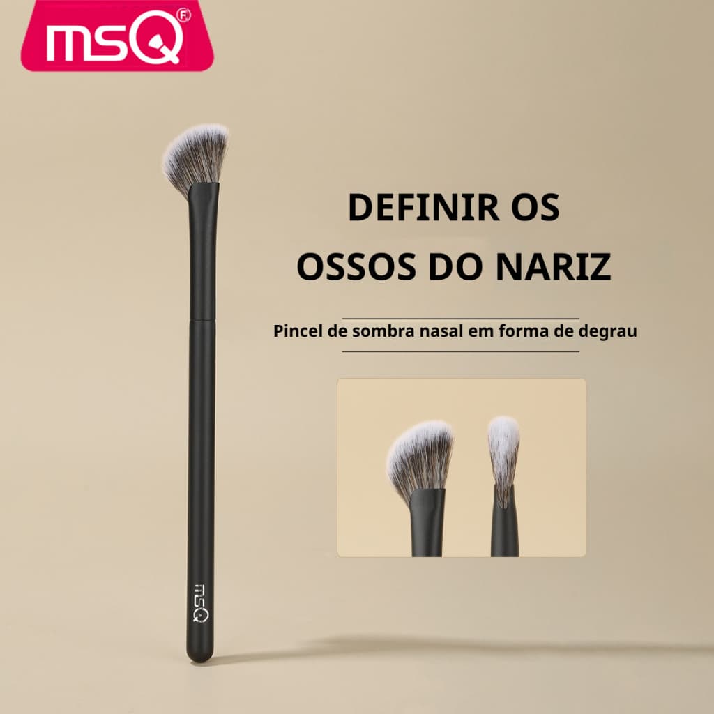 MSQ Escova De Sombra De Nariz Preta Única , Cabelo Fibrous Selecionado De Alta Qualidade , Haste De Madeira Maciça