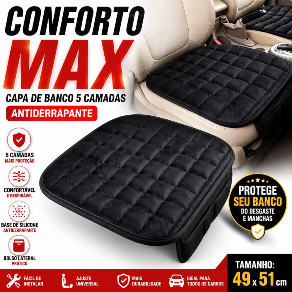 Almofada Capa Para Banco Assento De Carro Universal Forro Tampa Protetor Com Porta Objetos Automotivo Ônibus Motorista