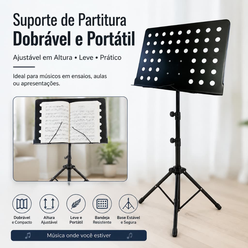 Suporte para música, Base, suporte de ferro