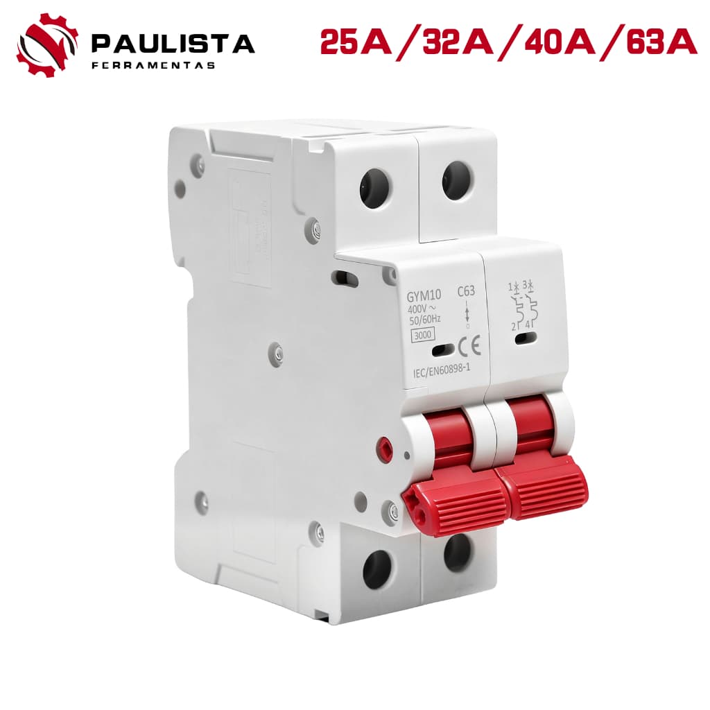 Disjuntor Bipolar Bifasico 25A | 32A | 40A | 63A Curva C