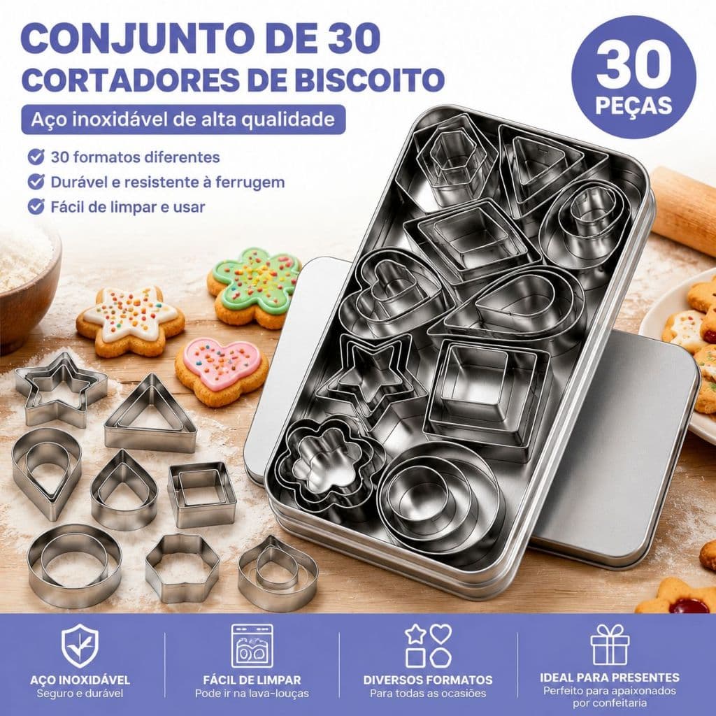 Um conjunto de 30 moldes de biscoito de aço inoxidável cada forma de molde de anel de Mousse molde de bolo