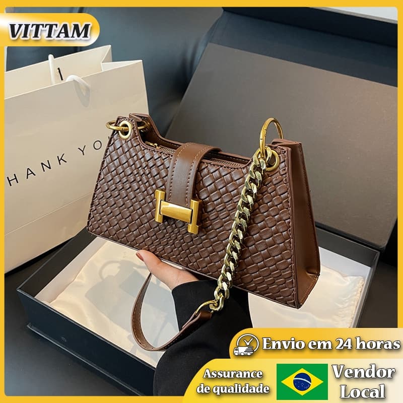 VITTA Bolsa Simples Feminina Novo Estilo Fivela de Metal Crossbody Pequena Bolsa Quadrada Bolsa Padrão de Pedra Bolsa de