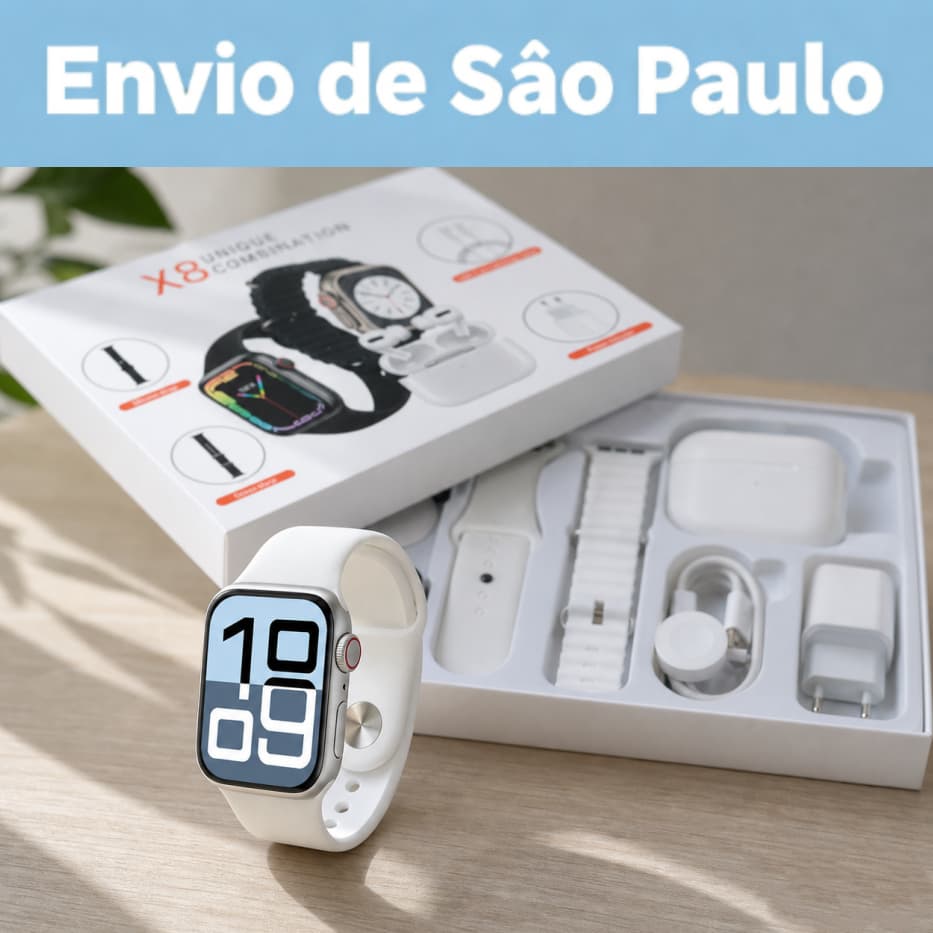 Relógio Inteligente + Fones de Ouvido Bluetooth, Conjunto de Oferta Especial, Exclusivo, Elegante e Moderno Smartwatch