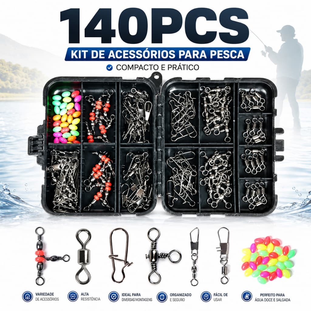 Girador com Snap - kit com 140 girador com snap para pesca sea fishing rock fishing set box