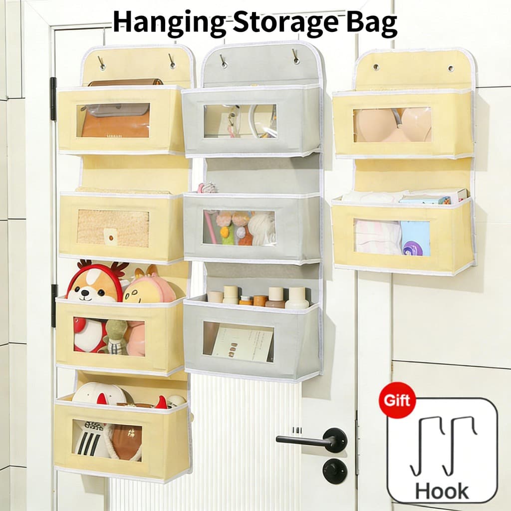 2/3/4/5 Bolsos Porta Armário Organizador Guarda-Roupa Titular Grande Capacidade Pendurado Na Parede Sacos De Armazenamen