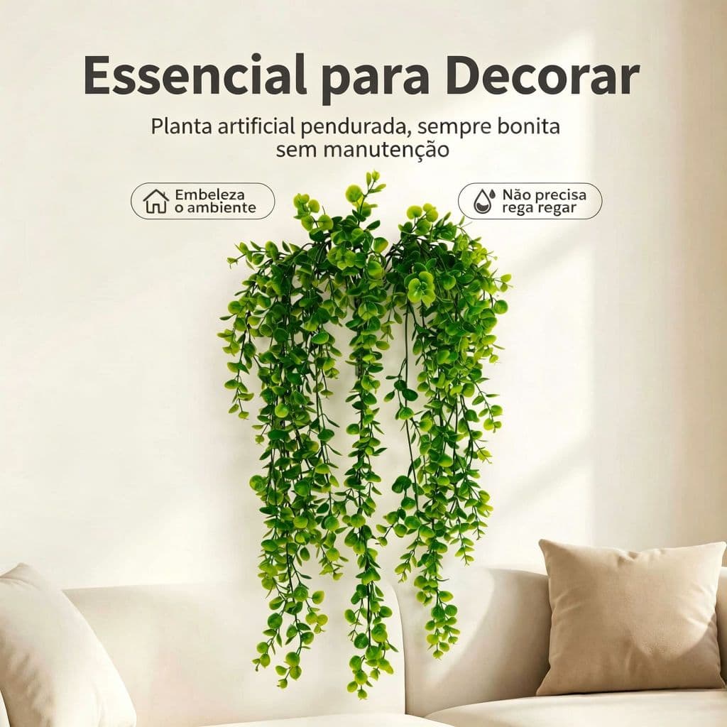 arranjos de flores artificiais Decorativas com Folhagens Artificiais: Eucalipto Pendente e Folhagem com Laço