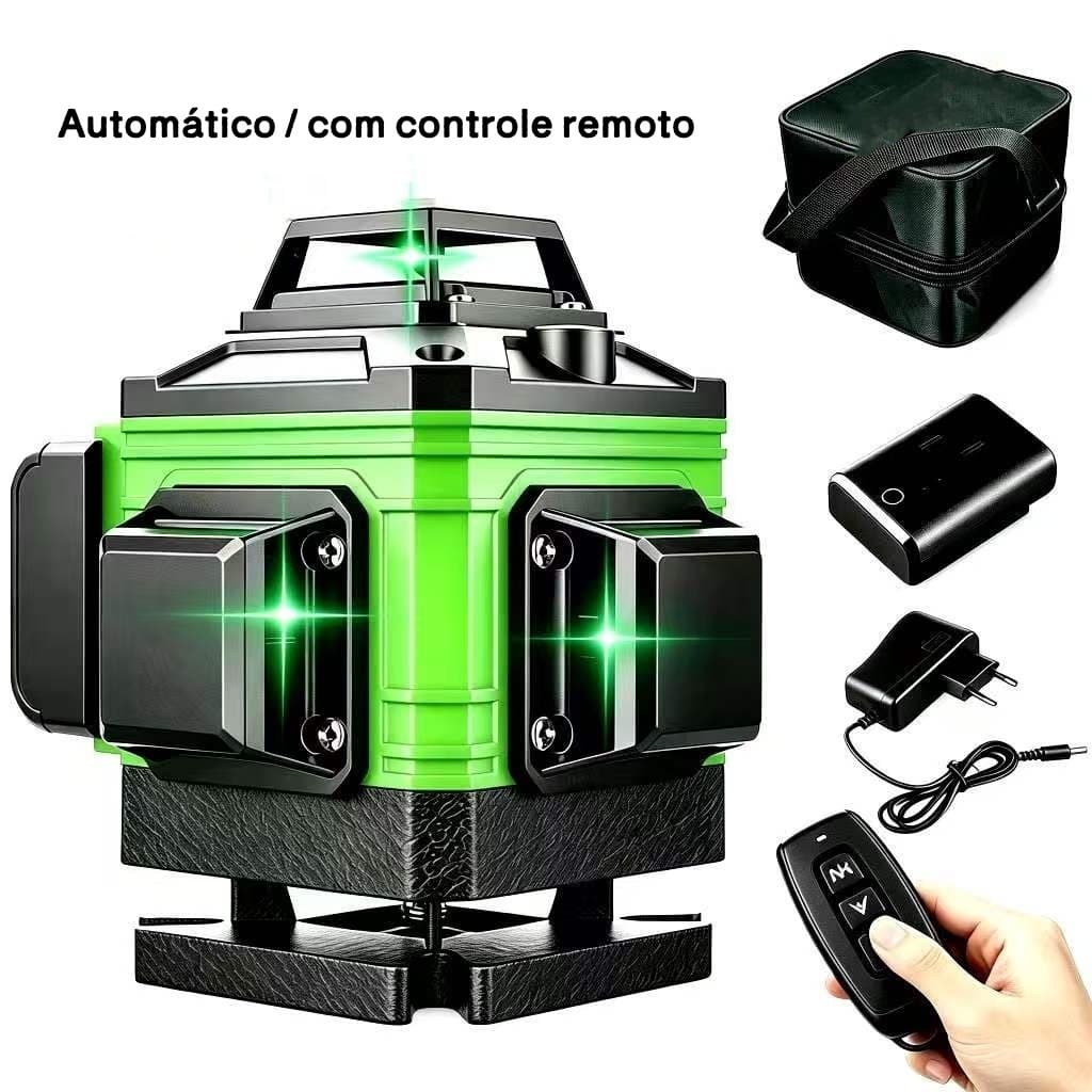 Nível a Laser Profissional 360° Auto,Nivelamento com 8 Linhas Rotativas Ajustável