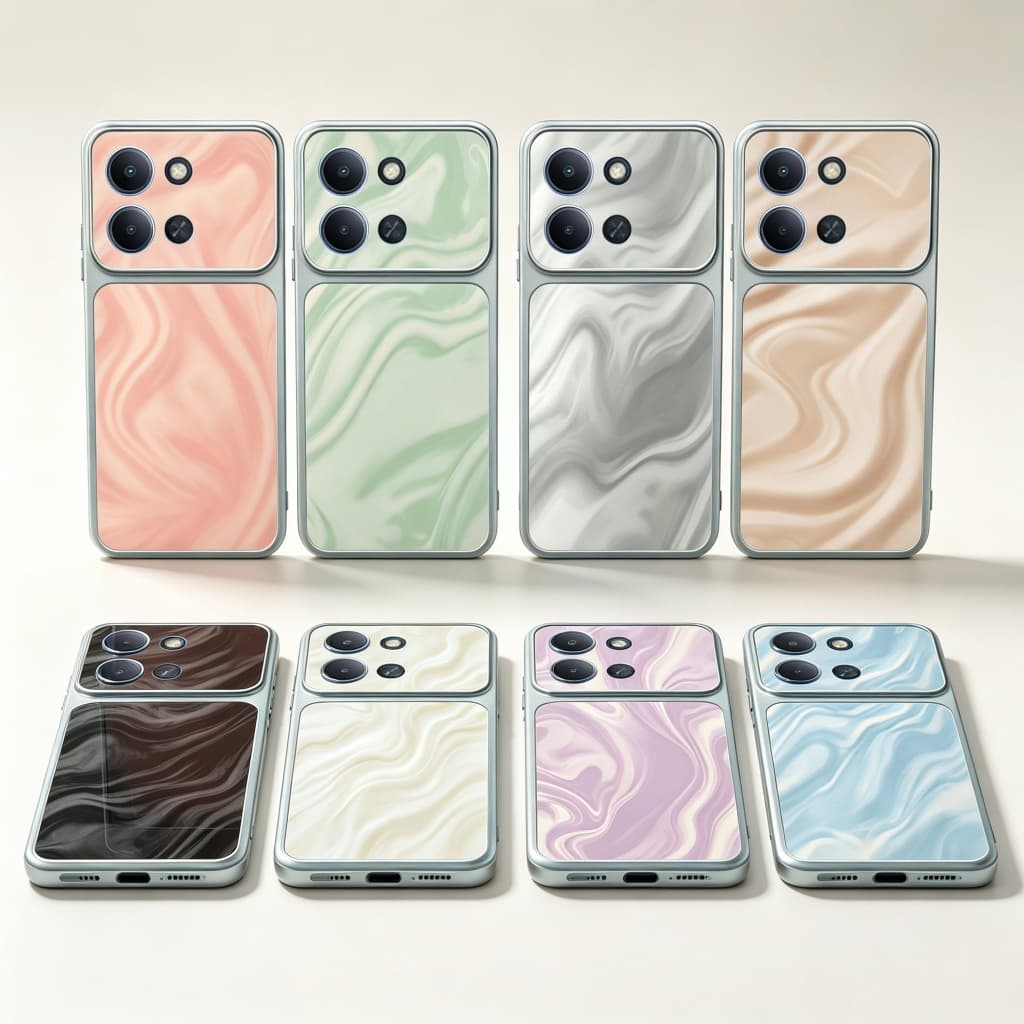 Capa De Telefone Luxuosa Com Padrão De Textura Ondulada De Água 2 Em 1 Xiaomi Redmi 15A 15C 15 14C 13C 13R 13 4G 5G Cor