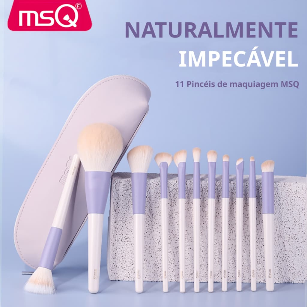 MSQ 11Pcs Conjunto De Pincéis De Maquiagem Roxo Para Iniciantes , Portátil E Compacto , Conveniente Transportar