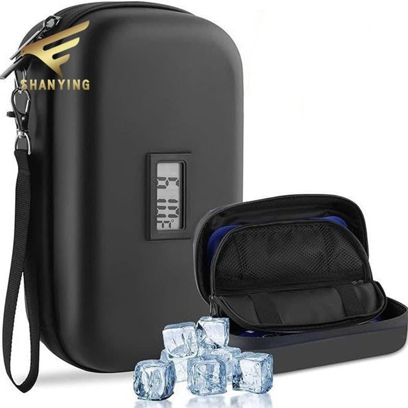 Bolsa Térmica Insulina EVA com Display Digital, Case Portátil Viagem Grande Capacidade Organizador Medicamentos