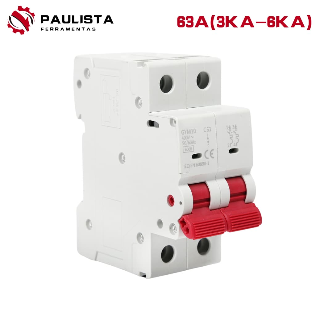 Disjuntor Bipolar Bifasico 63A (3000A) | 6000A) Curva C