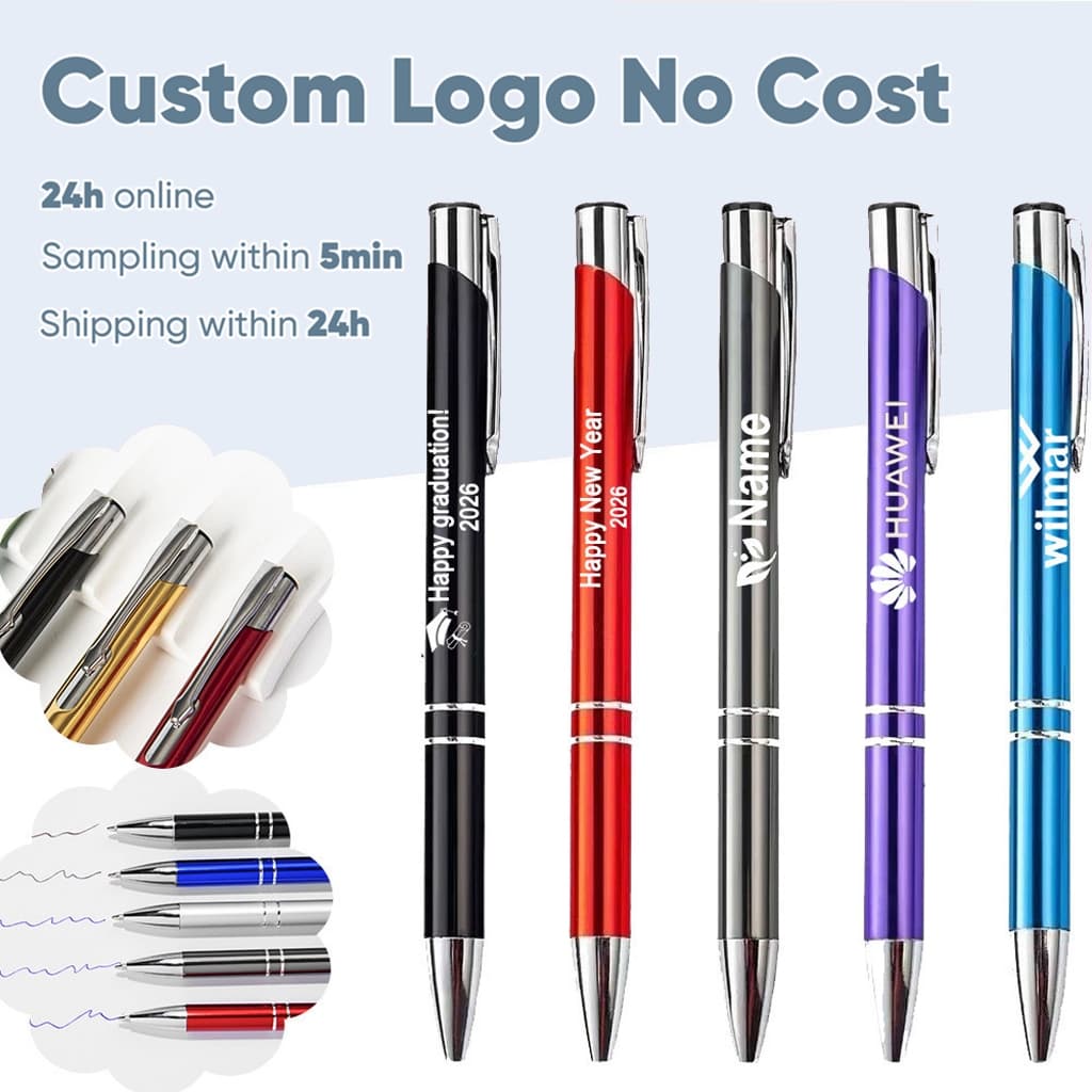 Caneta Esferográfica De Pressão De Metal De Personalização Gratuita Pode Gravar Nome , Logotipo , Presente De Escritório