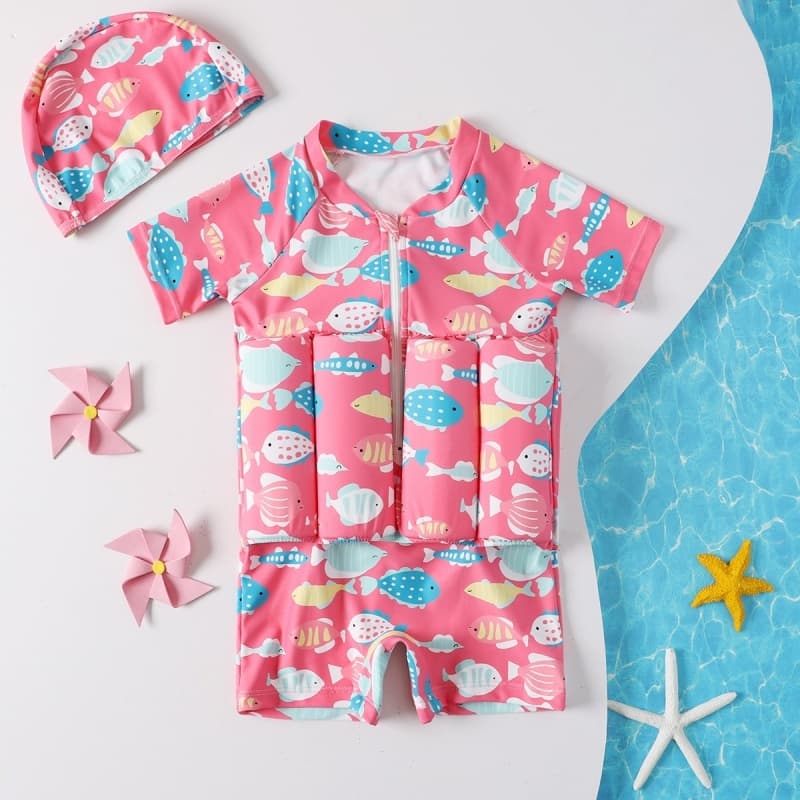 Crianças Flutuabilidade Maiô De Uma Peça Meninas Meninos Impressão Dos Desenhos Animados Roupa De Banho Praia Roupas De