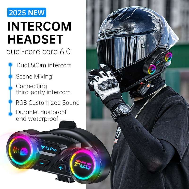 RGB Color Light Y13 Pro Capacete Bluetooth Intercom , Fone De Ouvido Para De Equitação De Motocicleta , Interfone Duplo