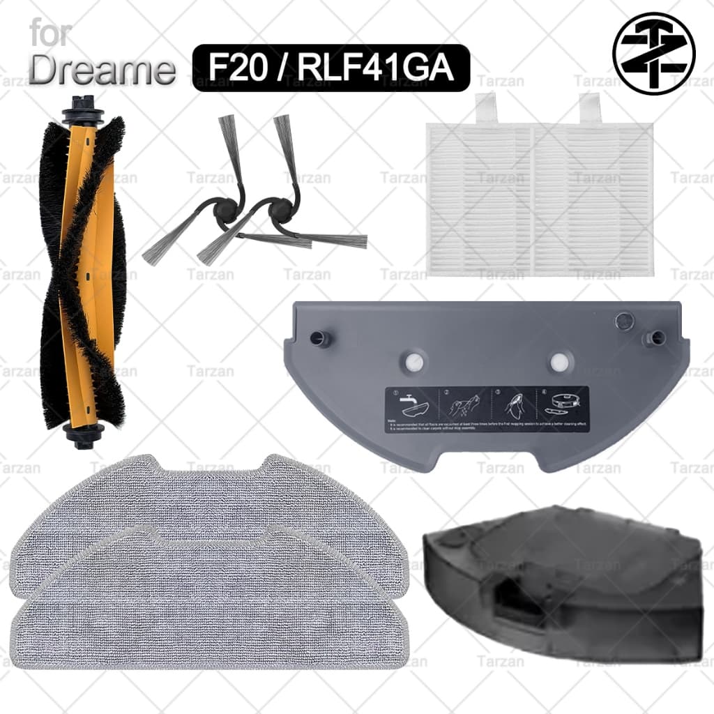 Para Dreame F20 (RLF41GA) Acessórios De Vácuo Robô : Escova Principal , Lateral , Filtro HEPA , Pano De Esfregão , Supor