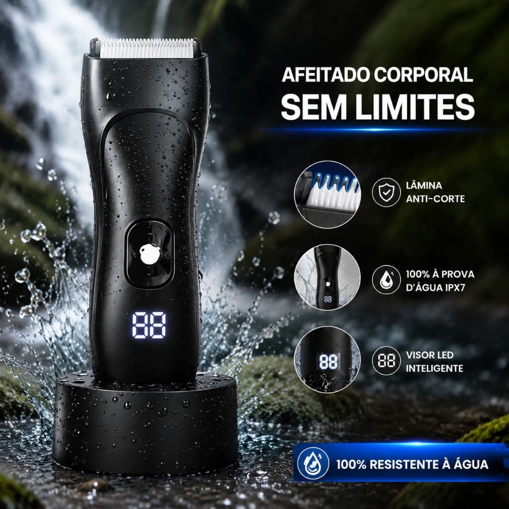 Máquina de Cortar Pelos com Luz LED e Suporte – Ideal para Virilha, Peito e Axilas