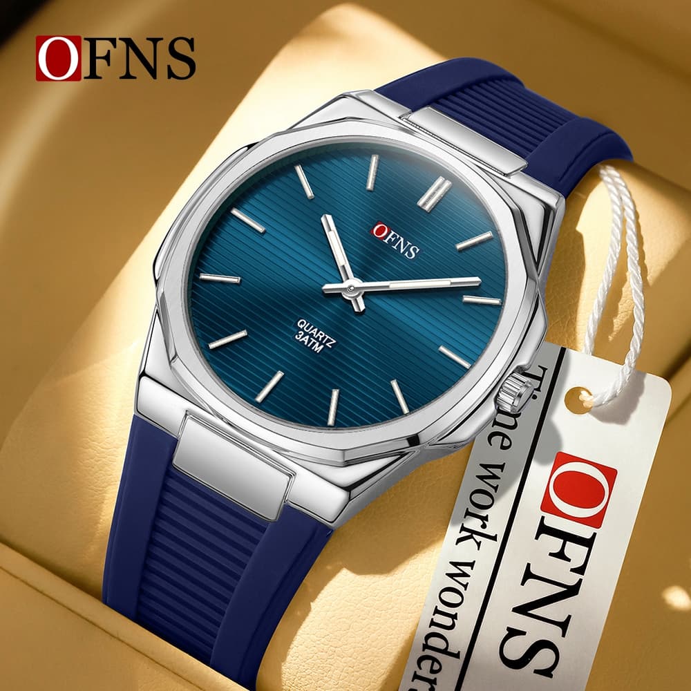 OFNS 5316 Moda Quartzo Simples Relógios Para Homem Design Mãos Luminosas 30M À Prova Dwaterproof Água Silicone Esportes