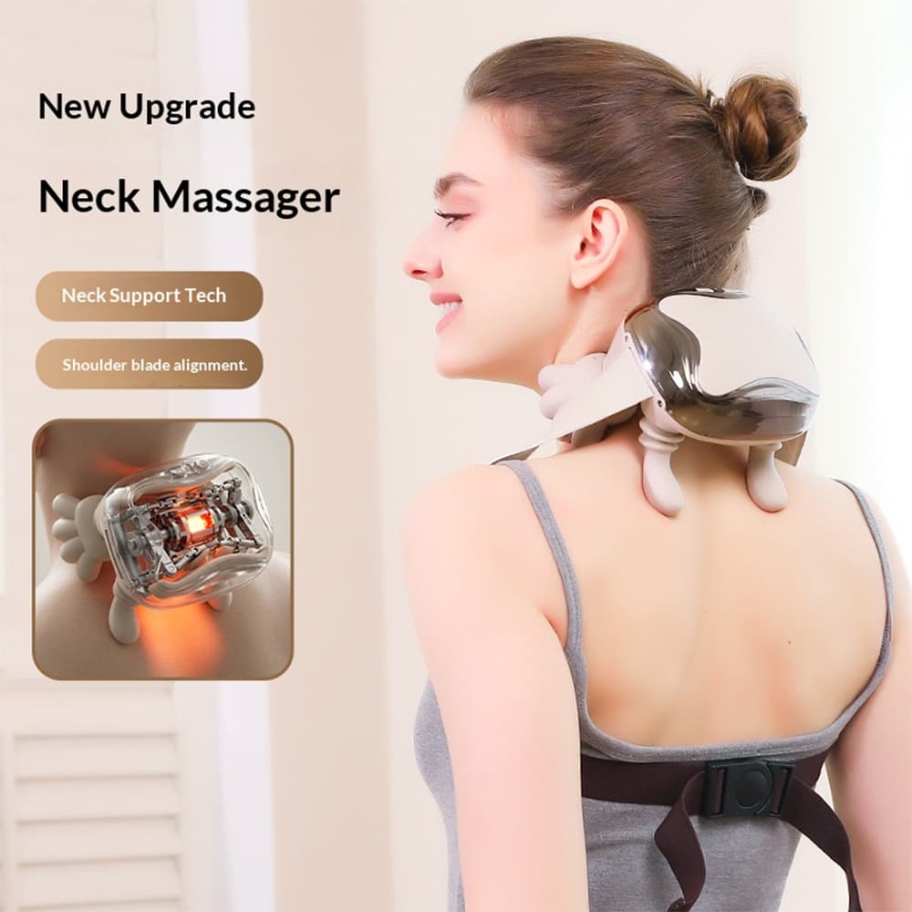 Massageador De Pescoço E Costas Com Calor Amassar 4D Shiatsu Sem Fio De Tecido Profundo Para Ombro Cervical Portátil Rec