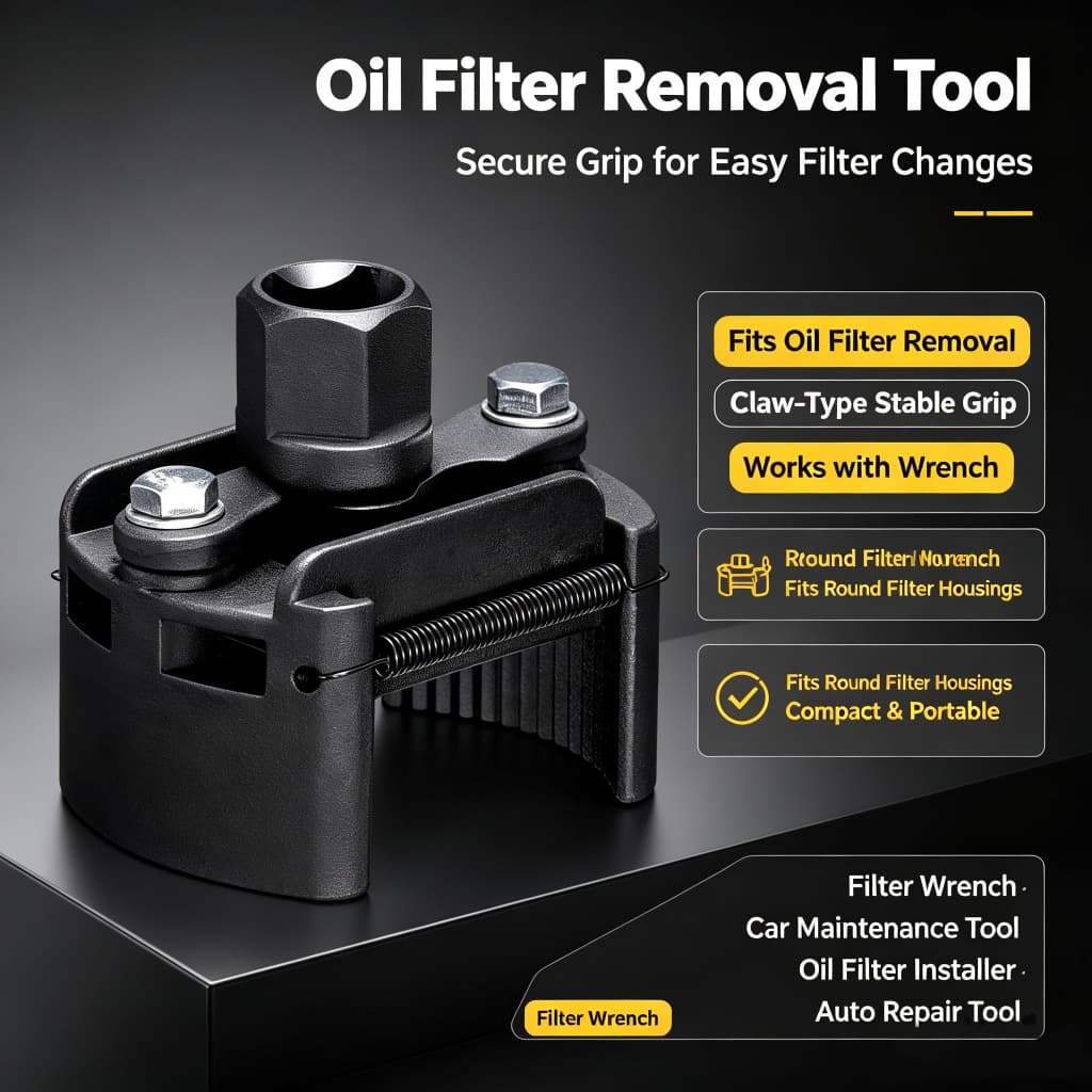 Chave De Filtro De Óleo De Duas Mandíbulas Ajustável Universal 60-80mm Removedor De Aço Fundido Preto Adequado Para Carr