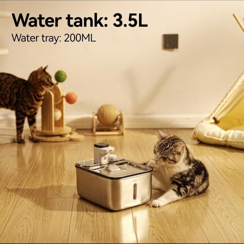 Dispensador De Água Para Gatos Sem Fio Em Aço Inoxidável , 3.5L , Grande Capacidade , 5200mAh , Bateria , 40 Dias , Bomb