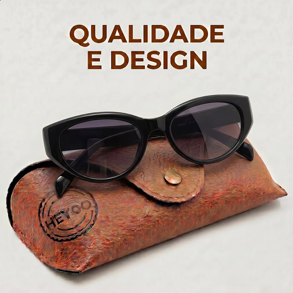 HEYOO Óculos de Sol Gato Retrô UV400, Lentes Degradê Anti-Luz Forte, Modelo Moderno Unissex