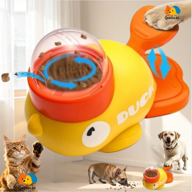 Interactive Duck Food Dispenser Toy | Fun Slow Bowl Feeder for Dogs and Cats Snacks and Food