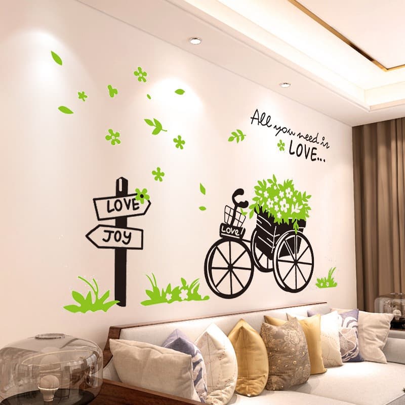 HJ14 3D em pé girassol rosa tulipa flor autoadesivo adesivos de parede sala de estar quarto dormitório decoração