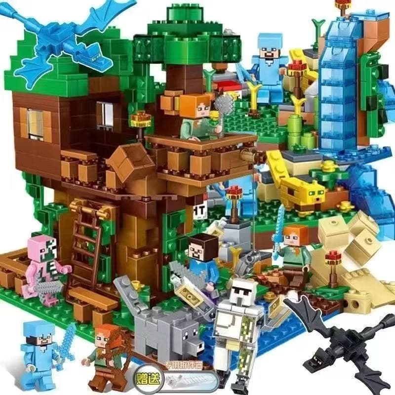 1600 PCS Lego Blocos de Construção Meu Mundo Steve Tree House Moinho de Vento Paraíso Menino Brinquedos de Montagem Educ