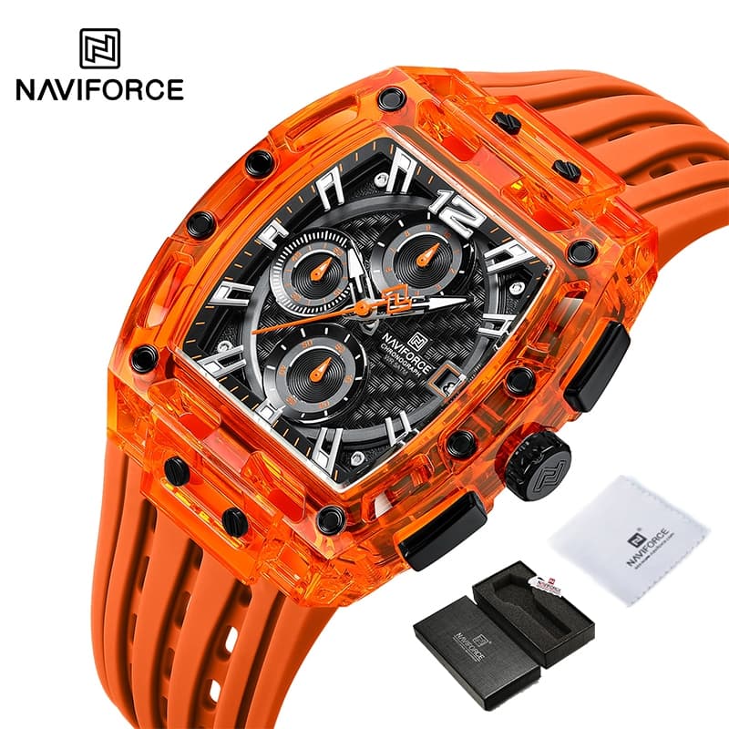 NAVIFORCE Relógio Para Homens 5ATM À Prova D'água Esportes De Pulso De Quartzo Com Pulseira De Silicone Calendário Lumin