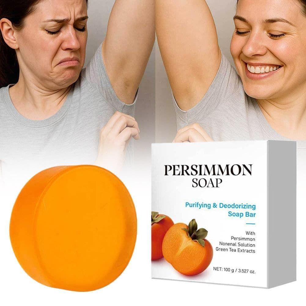 Sabonete Desodorizante De Caqui Para Eliminação De Odores 100g-Fórmula De Bronzeado Natural , Limpeza Suave , Remove Ind
