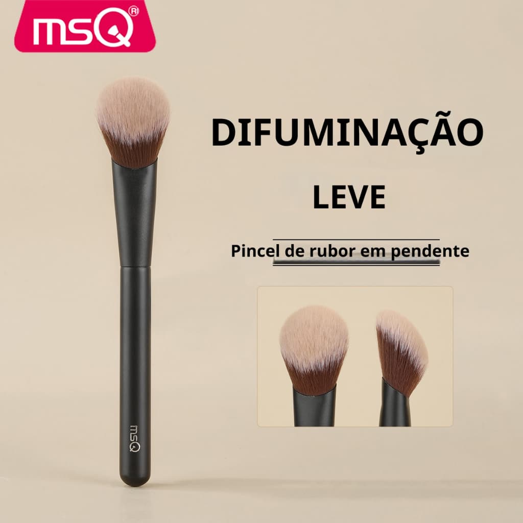 MSQ Pó Blush Escova De Fibra Preta Cabelo Portátil Ferramenta Beleza Cosmética