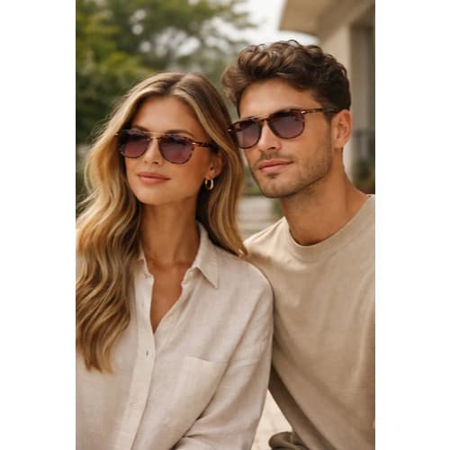 HEYOO Óculos de Sol Aviador Quadrado Luxuoso, Dupla Ponte Retrô, Proteção UV400 Contra Raios Ultravioleta