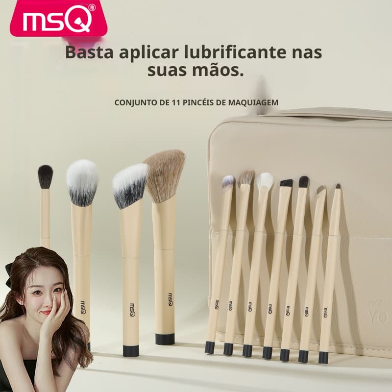 MSQ Pincel De Maquiagem , Conjunto De Pincéis Profissional De 11 Unidades , Cabelo animal super Macio E De Alta Qualidad
