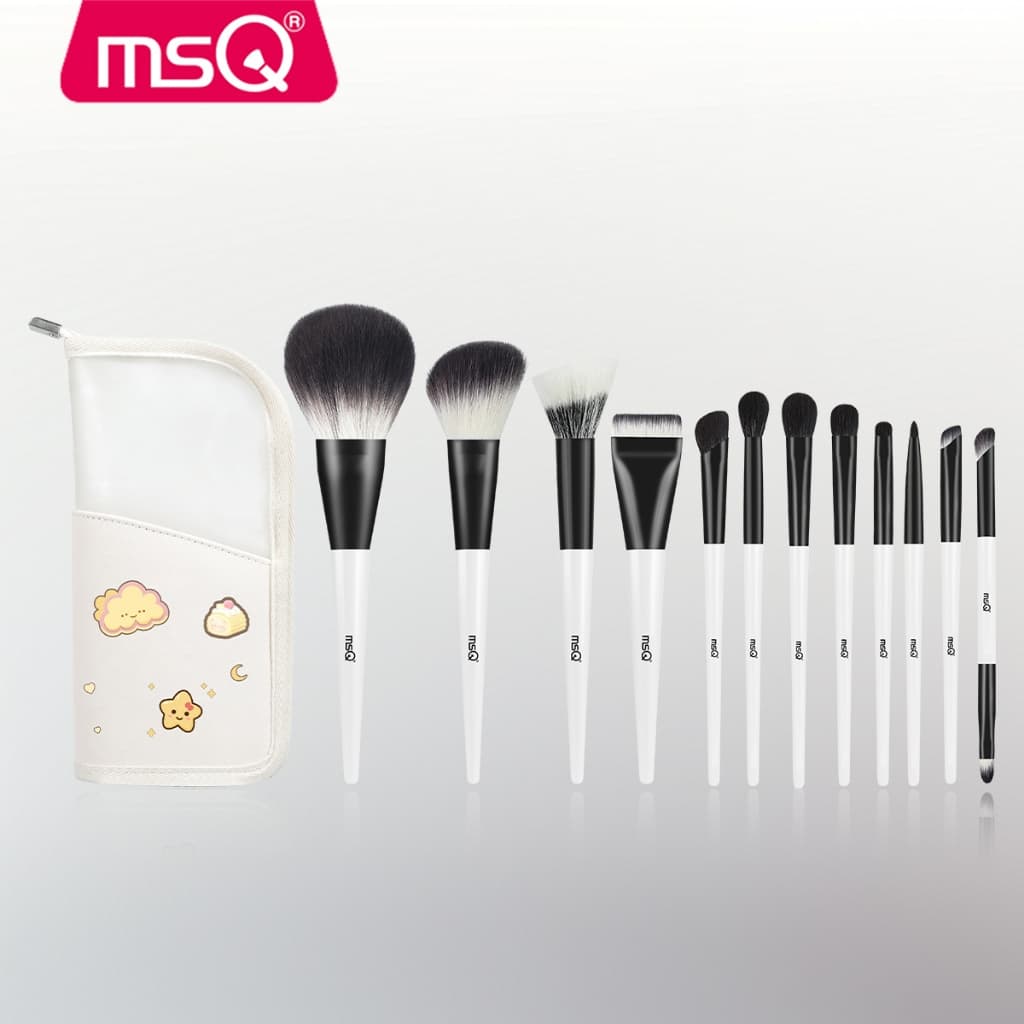 MSQ 12 Unidades Conjunto De Pincéis De Maquiagem Com Bolsa Fofos Completo Para Olhos Base blush Pincel Corretivo Sombra