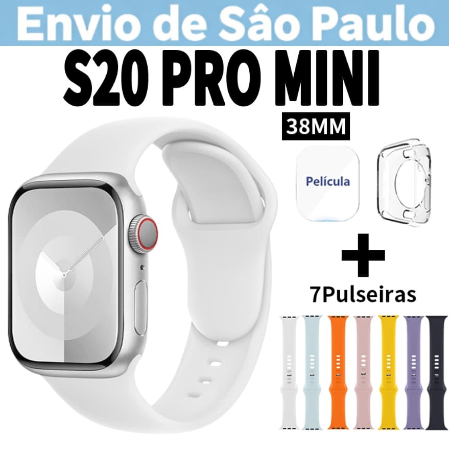 2026 Relógio inteligente S20 Mini/Pro/Plus ! Smartwatch original com suporte para Zappe notificações Chamadas Bluetooth