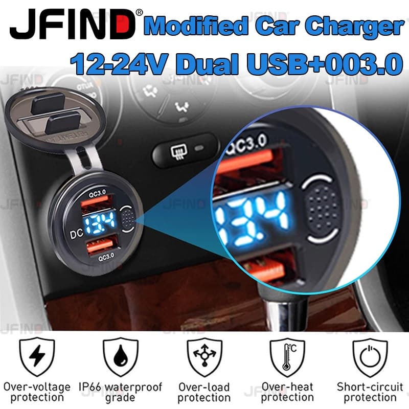 Carregador De Carro Duplo QC3.0 36W Suporta Yamaha Y15ZR Com Interruptor Rápido Inteligente À Prova D'água Proteção De E