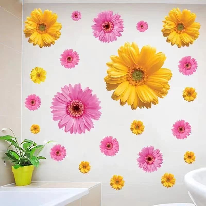 HJ09 margarida flor adesivo quente quarto cabeceira sala de estar sofá TV fundo decoração da parede adesivo auto-adesivo