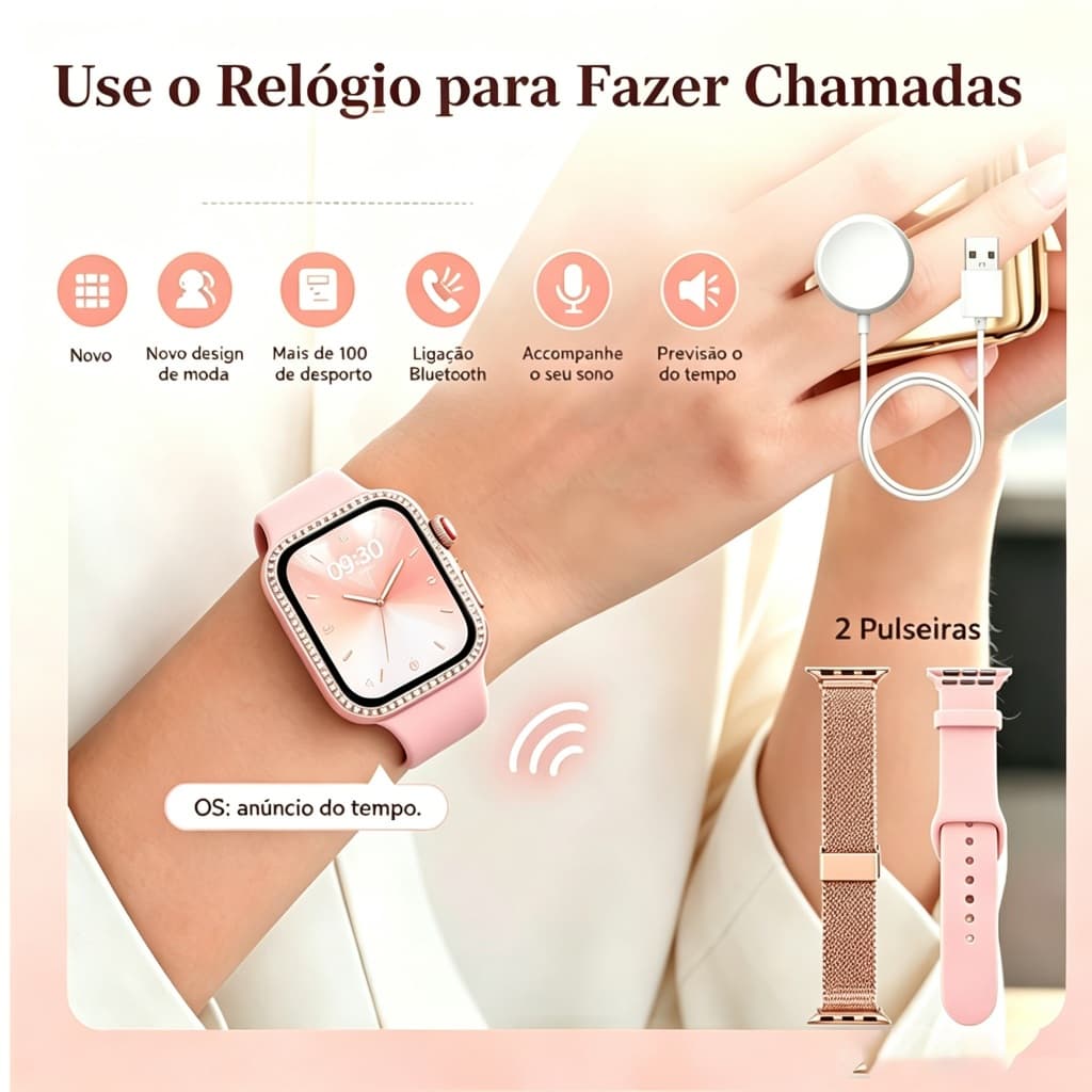 Smartwatch Monitor De Freqüência Cardíaca Pedômetro Esportes Diários + Capa Protetora