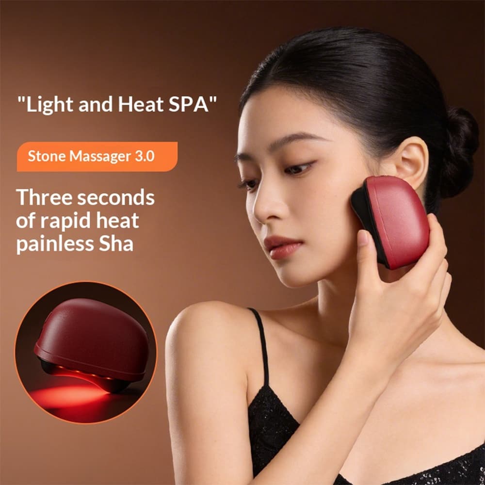 Massageador Facial Elétrico Gua Sha Ferramenta De Escultura Com Vibração Aquecida Para Pescoço Rosto Pele Endurecimento