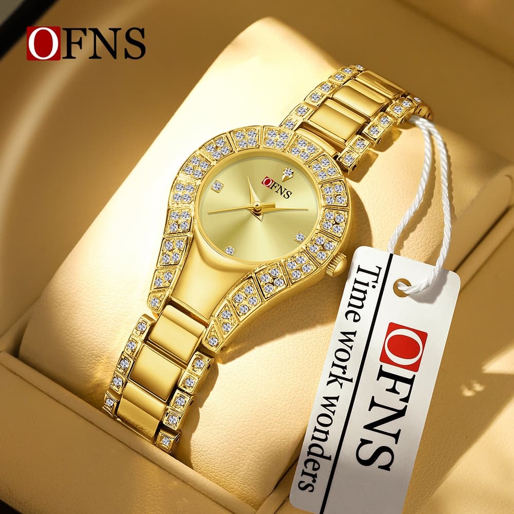 OFNS 7219 Moda Casual Relógios De Quartzo Para Mulher Simples Elegante 30M À Prova Dwaterproof Água Luxo Negócios Senhor