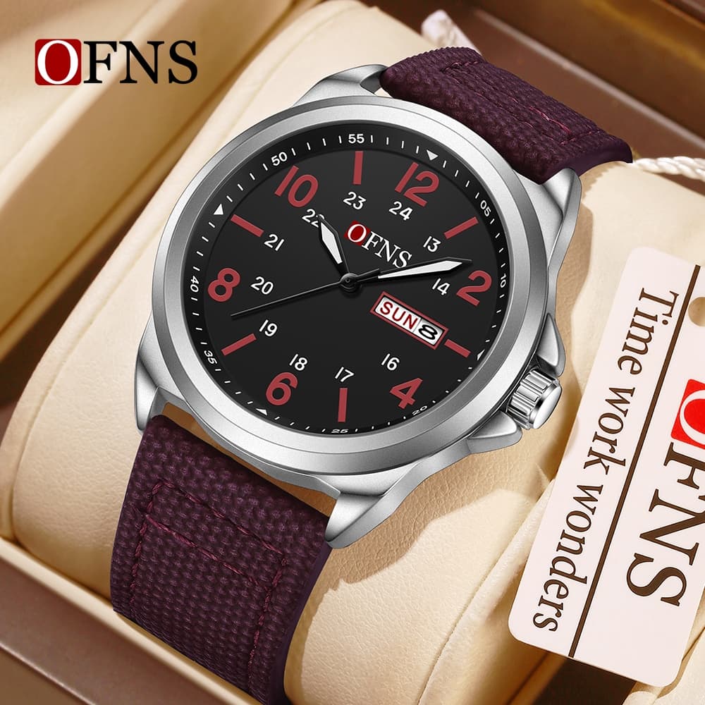 OFNS 7223 Moda Casual Masculino Relógio De Quartzo Calendário Mãos Luminosas Relógios À Prova Dwaterproof Água Para Home
