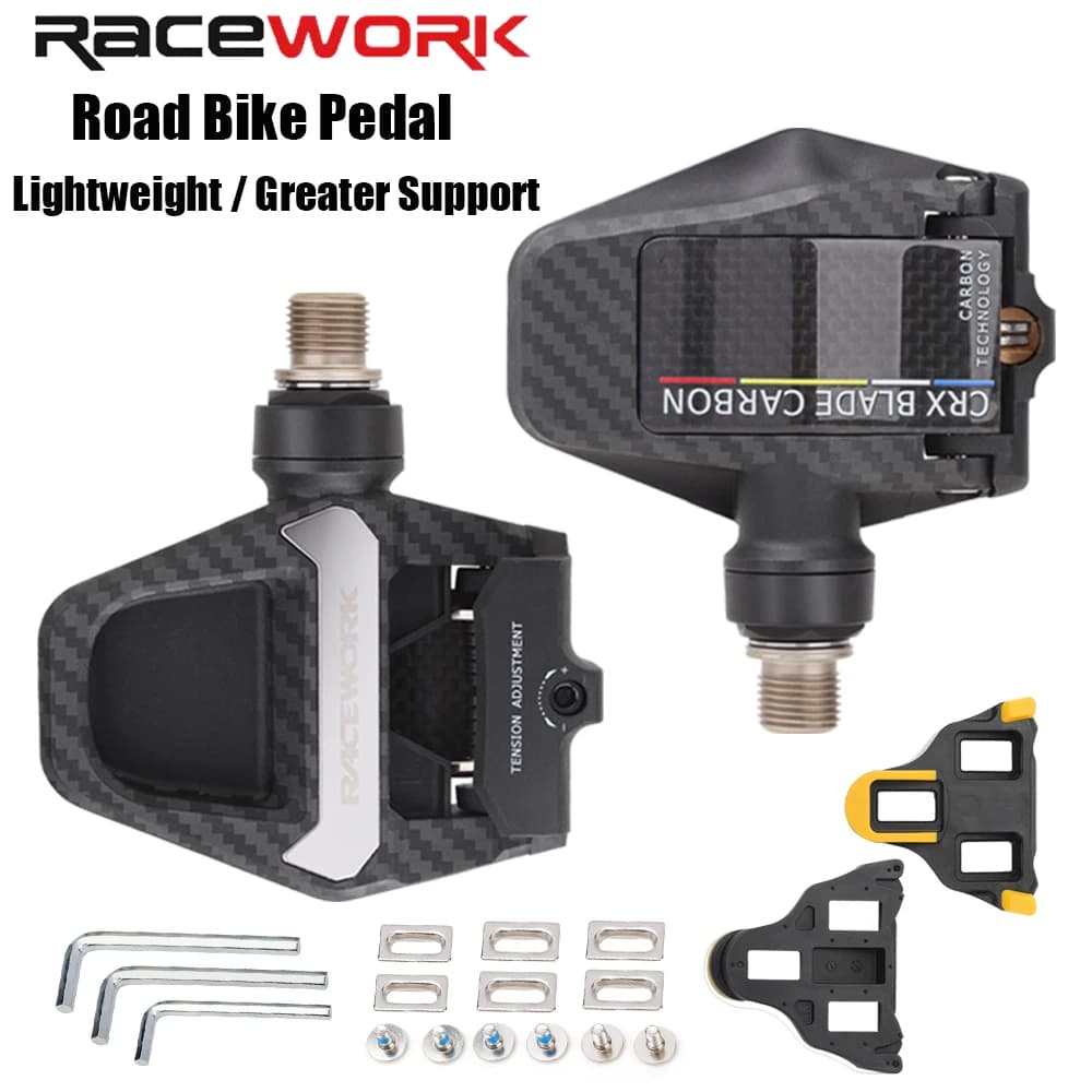 RACEWORK Pedais De Bicicleta De Estrada Pedal De Travamento Automático Rolamentos Grandes Carbono Náilon Ultraleve Plata