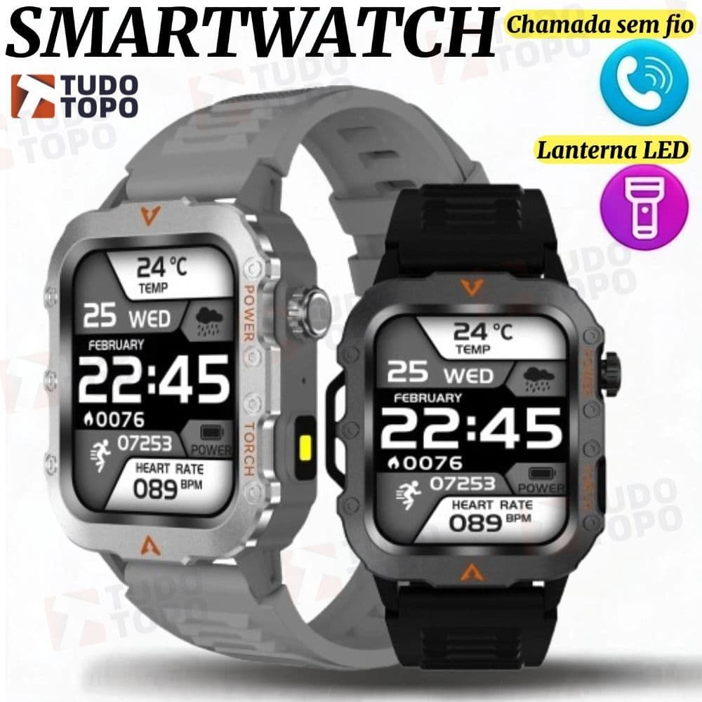 Novo Relógio Esportivo Smartwatch 2.01 Polegada Tela HD Lanterna Bússola À Prova Dwaterproof Água Bluetooth Chamada