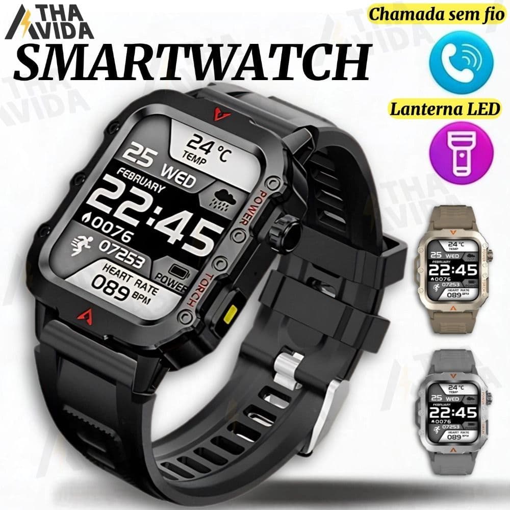 Novo Relógio Esportivo Smartwatch 2.01 Polegada Tela HD Lanterna Bússola À Prova Dwaterproof Água Bluetooth Chamada